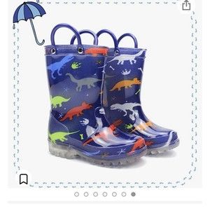 Jiessealy Boys and Girls Light Up Rain Boots Toddler Size 6
